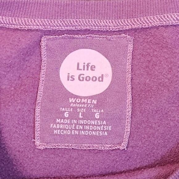 Life is Good Stay True Purple Floral Sleeve Relaxed Fit Sweatshirt Size L - Picture 8 of 8
